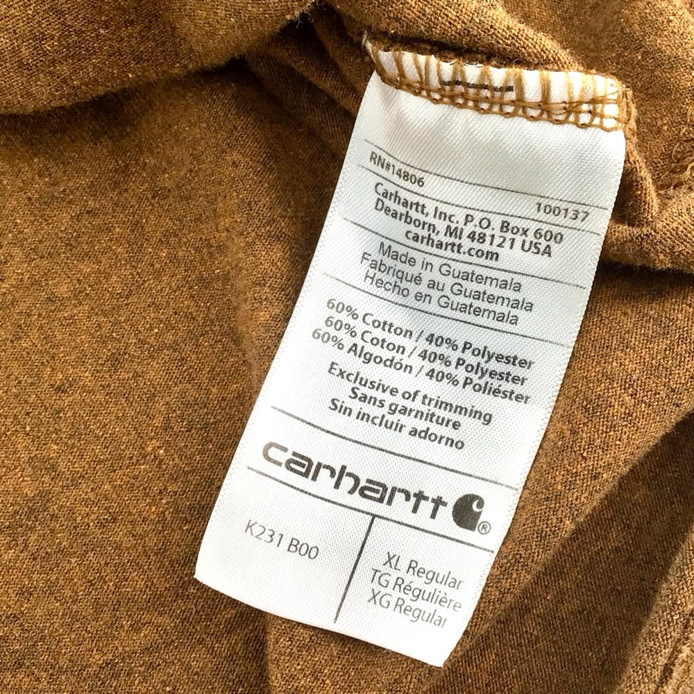 Carhartt Brown Long Sleeve Shirt Arm Logo Spell Out Size XL - Picture 7 of 12